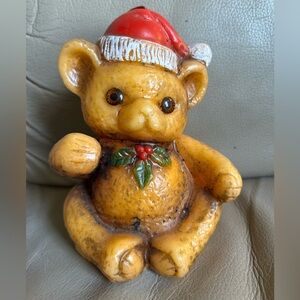 Vintage Christmas Wax Candle Teddy Bear